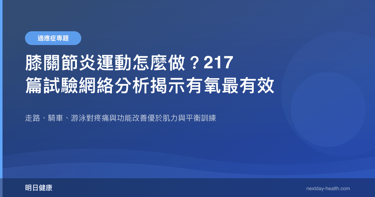膝關節炎運動怎麼做？217 篇試驗網絡分析揭示有氧最有效
