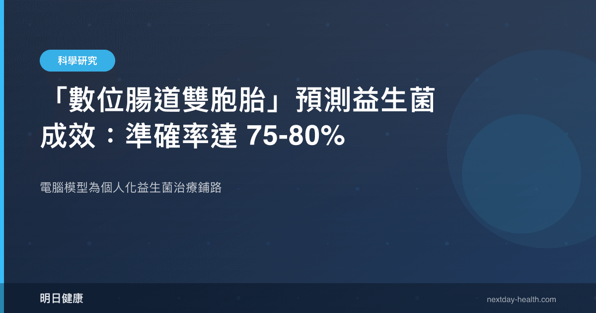 「數位腸道雙胞胎」預測益生菌成效：準確率達 75-80%