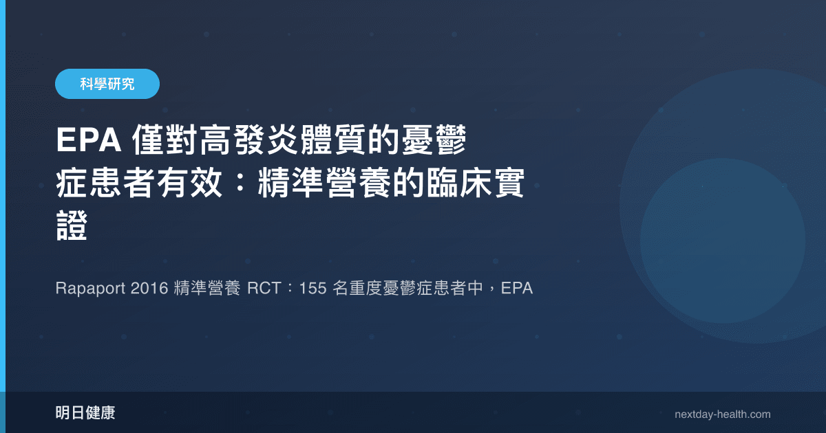 EPA 僅對高發炎體質的憂鬱症患者有效：精準營養的臨床實證
