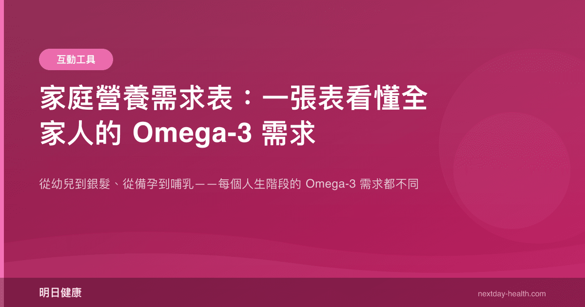 家庭營養需求表：一張表看懂全家人的 Omega-3 需求