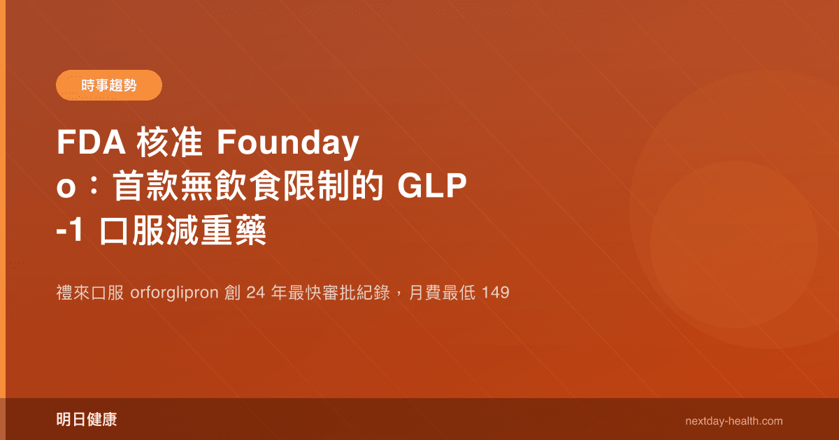 FDA 核准 Foundayo：首款無飲食限制的 GLP-1 口服減重藥