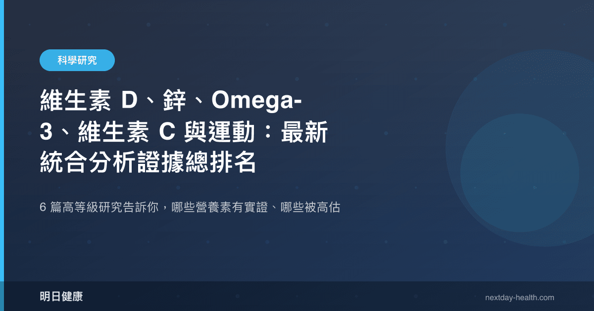 維生素 D、鋅、Omega-3、維生素 C 與運動：最新統合分析證據總排名