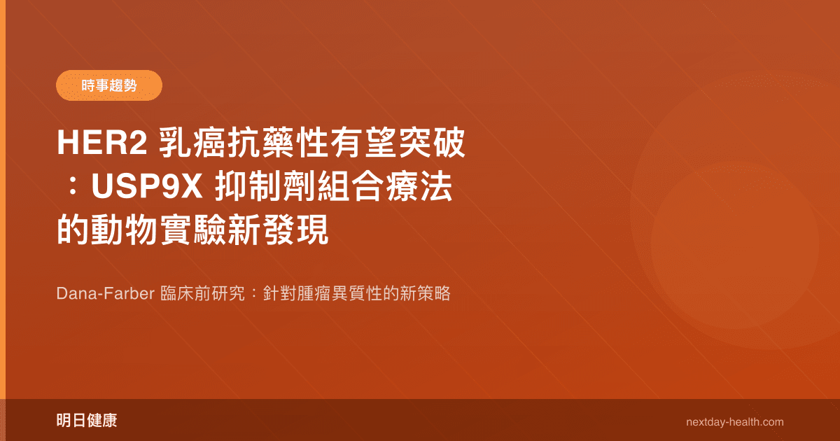 HER2 乳癌抗藥性有望突破：USP9X 抑制劑組合療法的動物實驗新發現