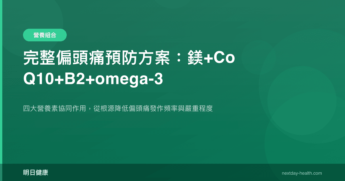 完整偏頭痛預防方案：鎂+CoQ10+B2+omega-3