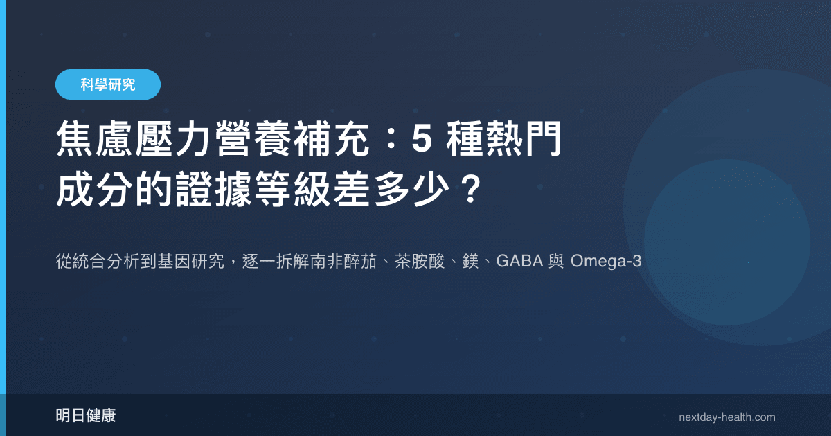 焦慮壓力營養補充：5 種熱門成分的證據等級差多少？