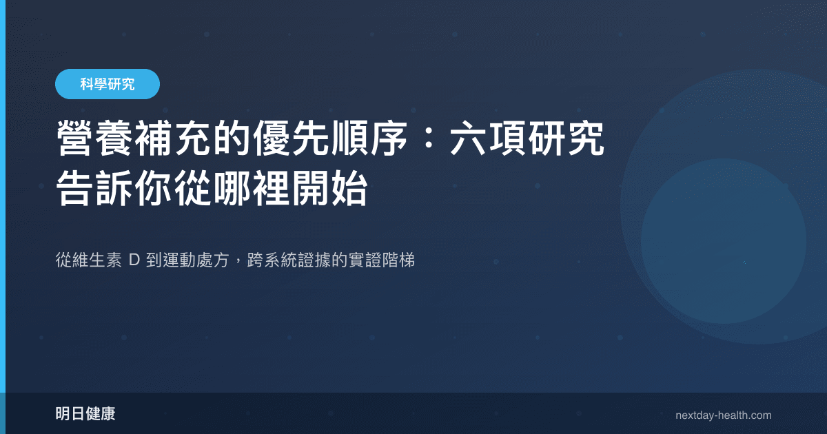 營養補充的優先順序：六項研究告訴你從哪裡開始