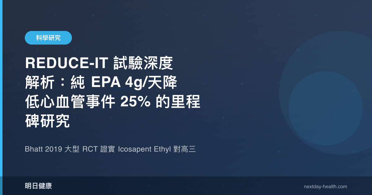 REDUCE-IT 試驗深度解析：純 EPA 4g/天降低心血管事件 25% 的里程碑研究