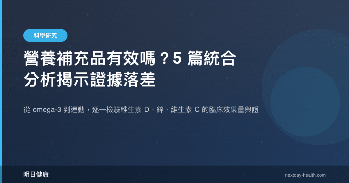 營養補充品有效嗎？5 篇統合分析揭示證據落差