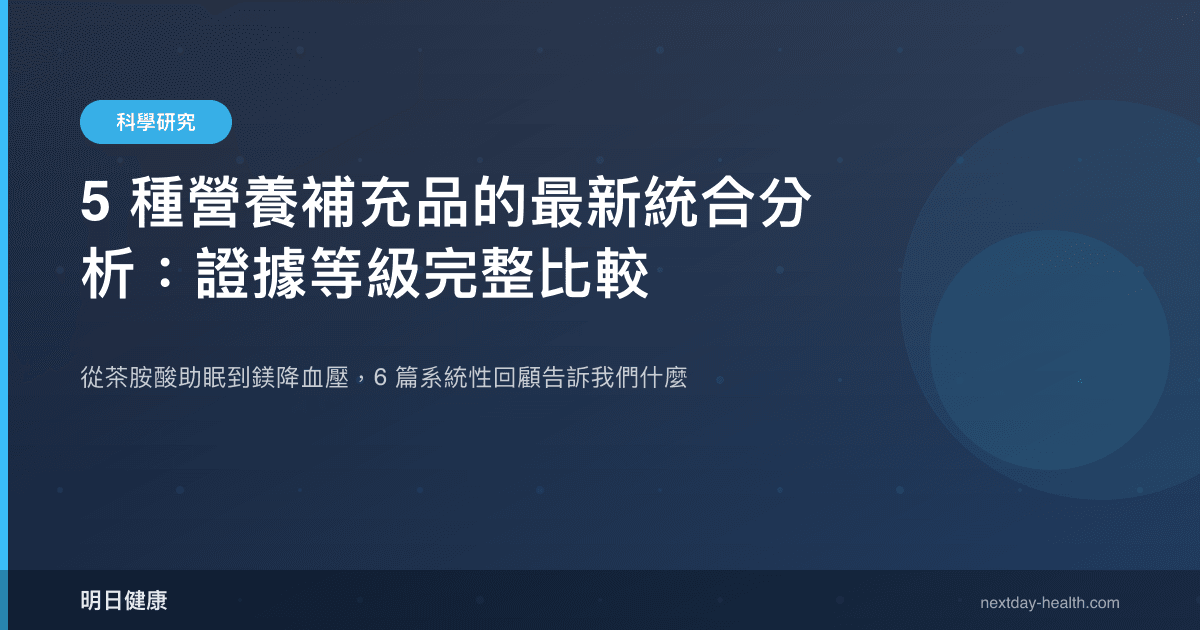 5 種營養補充品的最新統合分析：證據等級完整比較