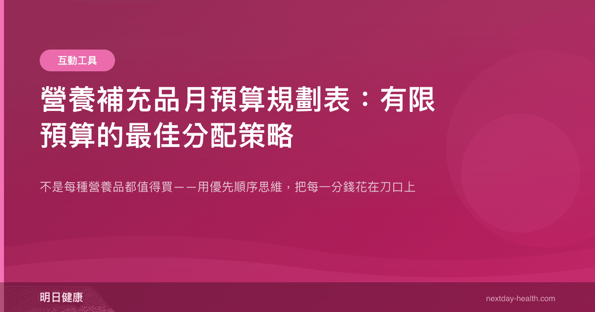 營養補充品月預算規劃表：有限預算的最佳分配策略