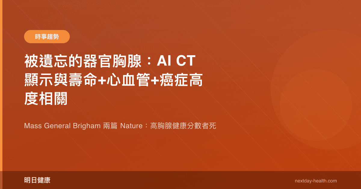 被遺忘的器官胸腺：AI CT 顯示與壽命+心血管+癌症高度相關