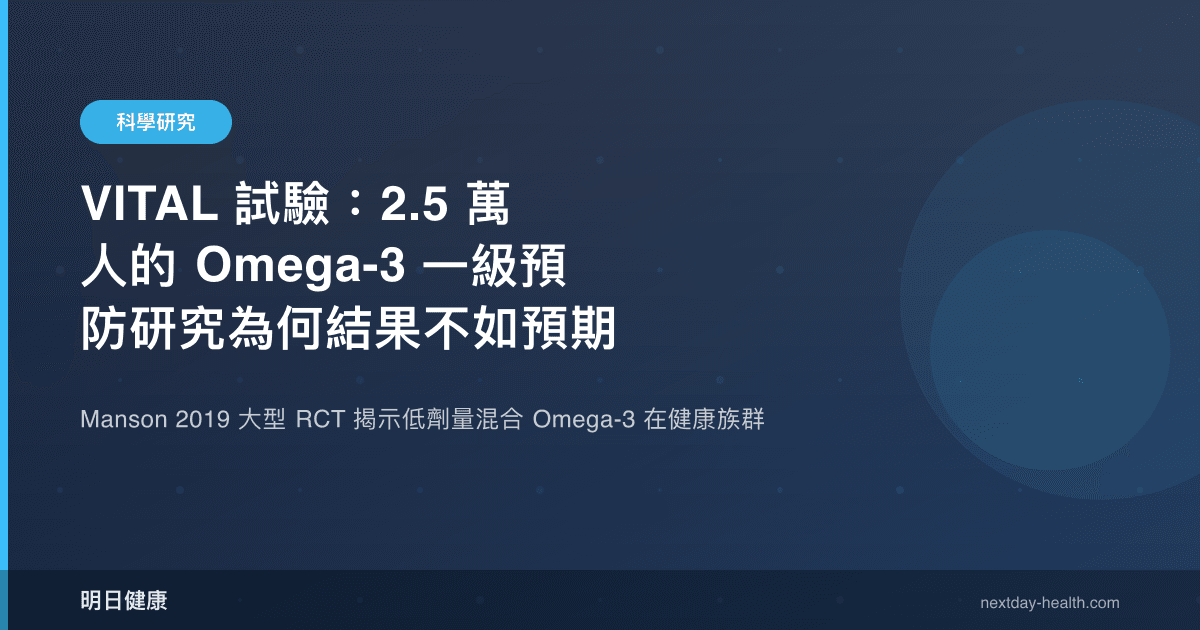 VITAL 試驗：2.5 萬人的 Omega-3 一級預防研究為何結果不如預期
