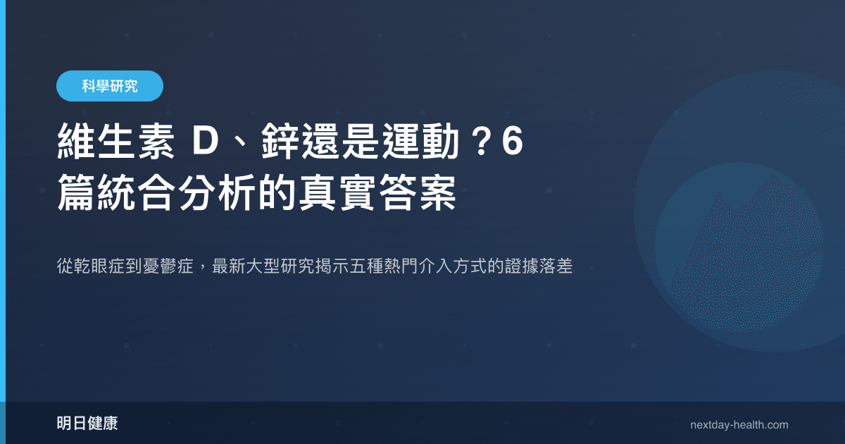 維生素 D、鋅還是運動？6 篇統合分析的真實答案