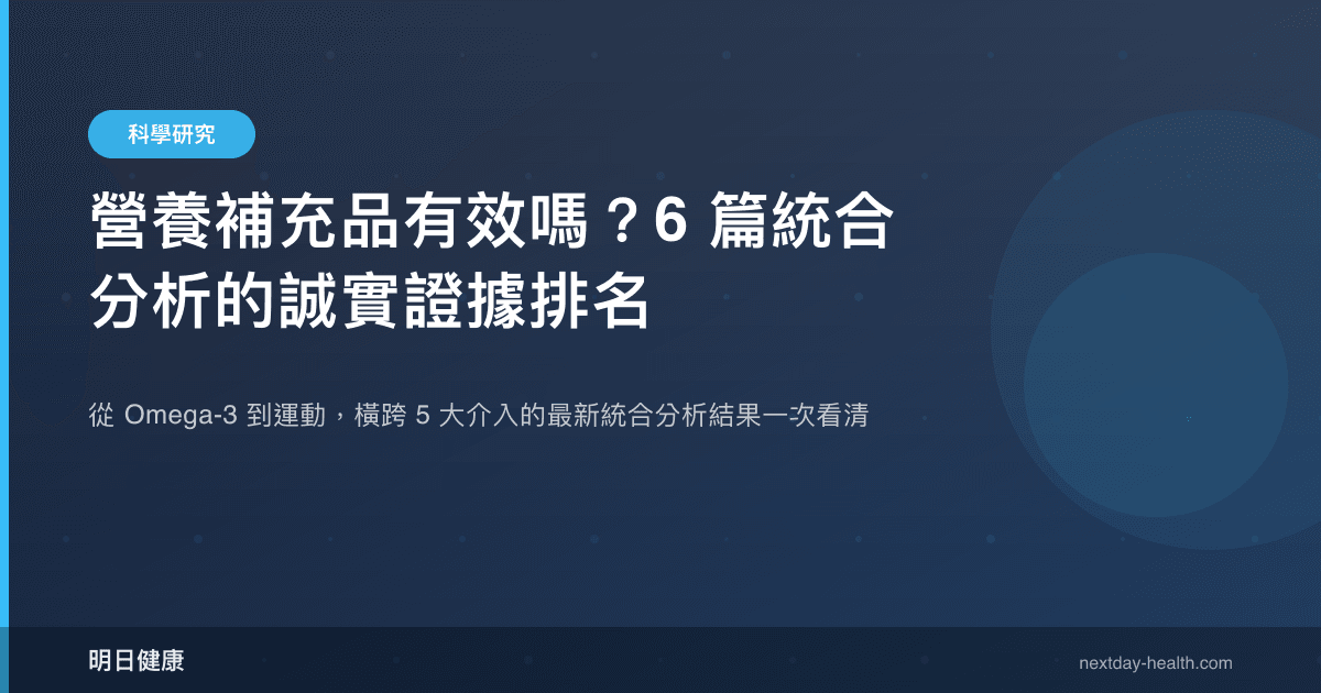 營養補充品有效嗎？6 篇統合分析的誠實證據排名